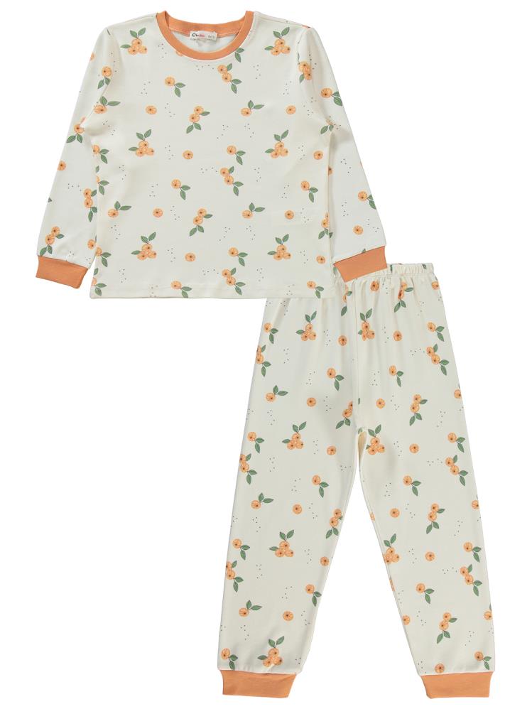 Civil Girls Mandalina Desenli 6-9 Yaş Pijama Takımı - Pudra