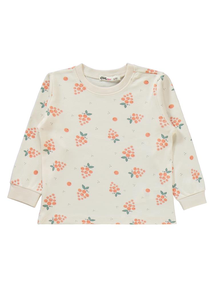 Civil Girls Üzüm Desenli 2-5 Yaş Pijama Takımı - Pudra
