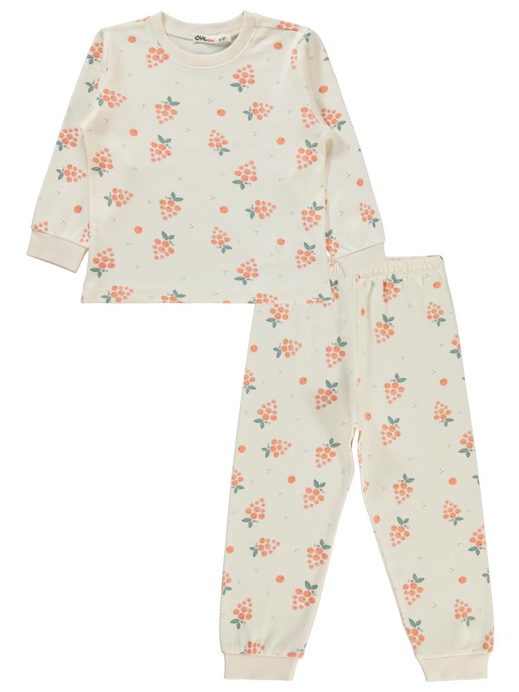 Civil Girls Üzüm Desenli 2-5 Yaş Pijama Takımı - Pudra