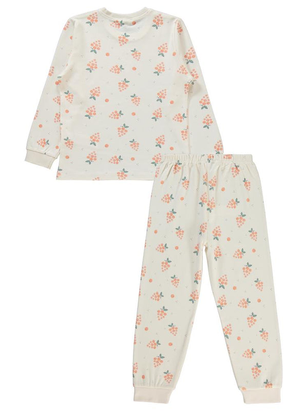 Civil Girls Üzüm Desenli 6-9 Yaş Pijama Takımı - Pudra