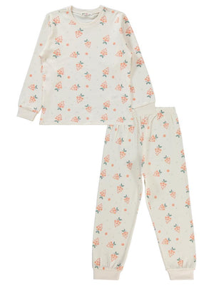 Civil Girls Üzüm Desenli 6-9 Yaş Pijama Takımı - Pudra