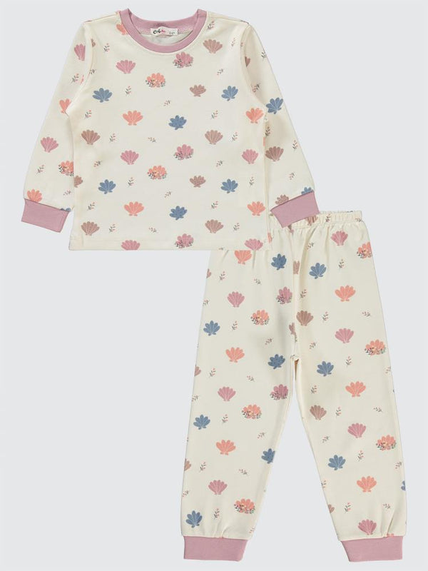 Civil Girls Deniz Kabuğu 2-5 Yaş Pijama Takımı - Pudra