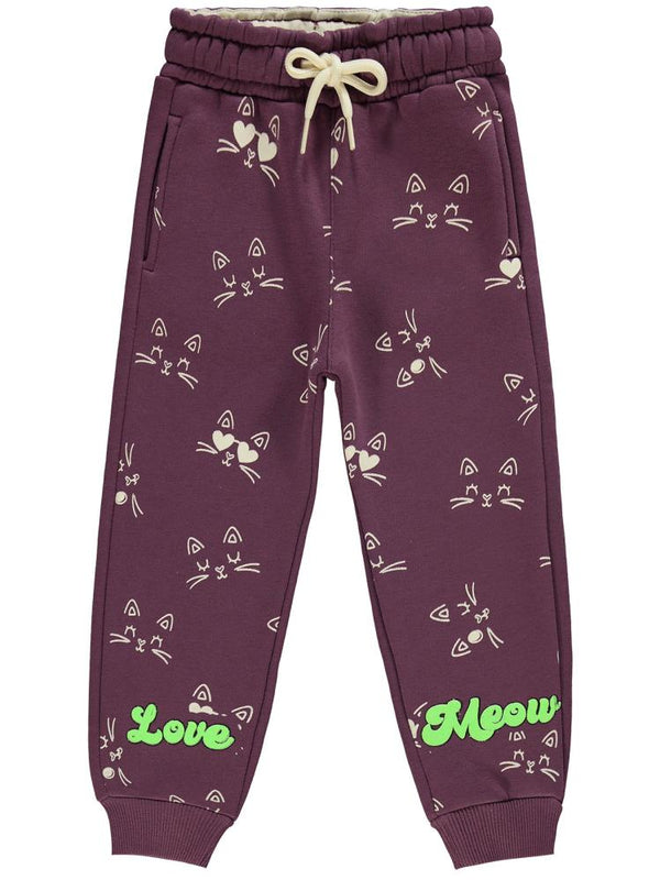 Civil Girls Kedi Baskılı 2-5 Yaş Eşofman Altı - Lila