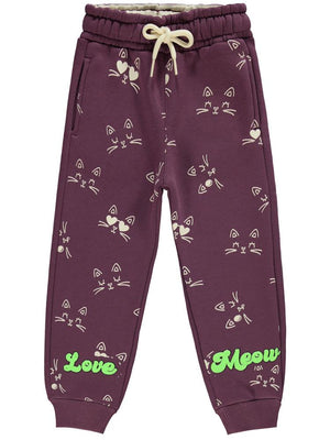 Civil Girls Kedi Baskılı 2-5 Yaş Eşofman Altı - Lila