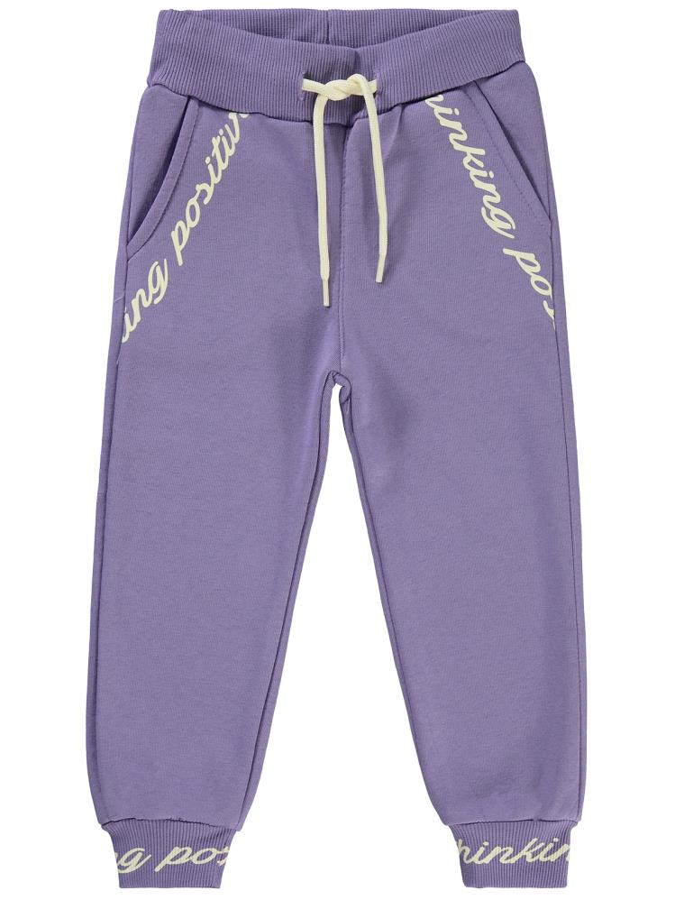 Civil Girls Paçası Baskılı 2-5 Yaş Eşofman Altı - Lila