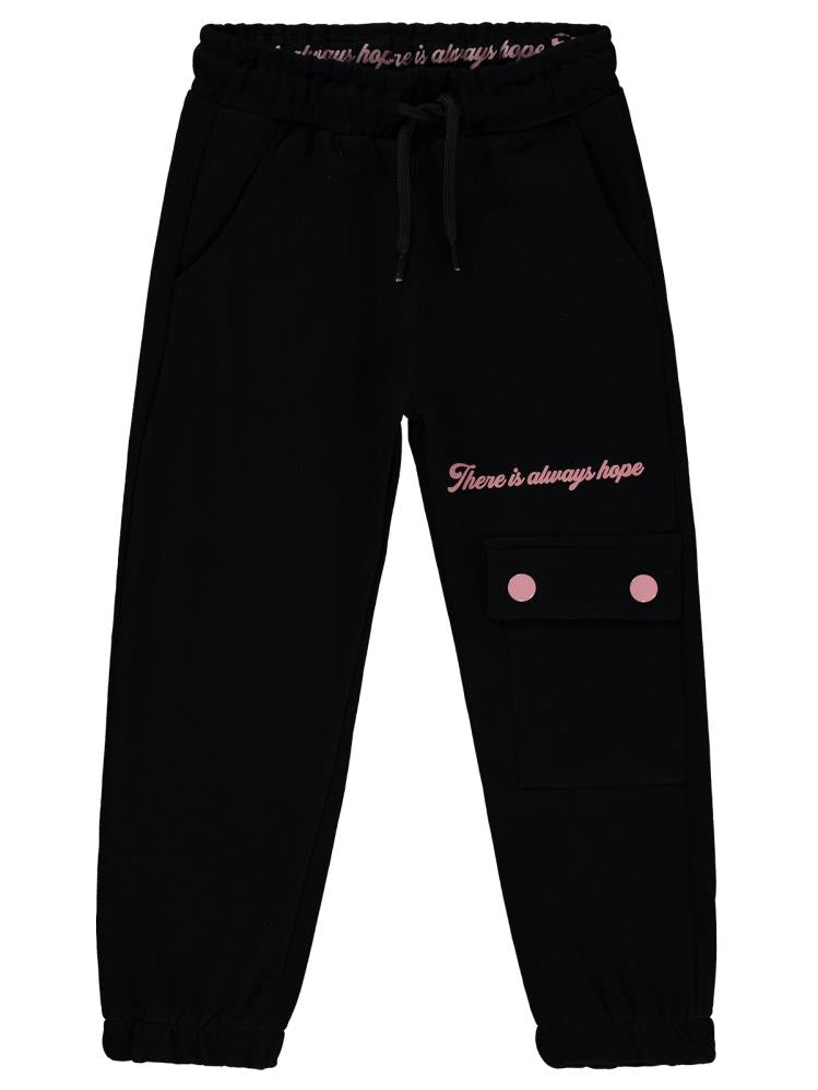 Civil Girls Çıt çıt Cepli 2-5 Yaş Eşofman Altı - Siyah