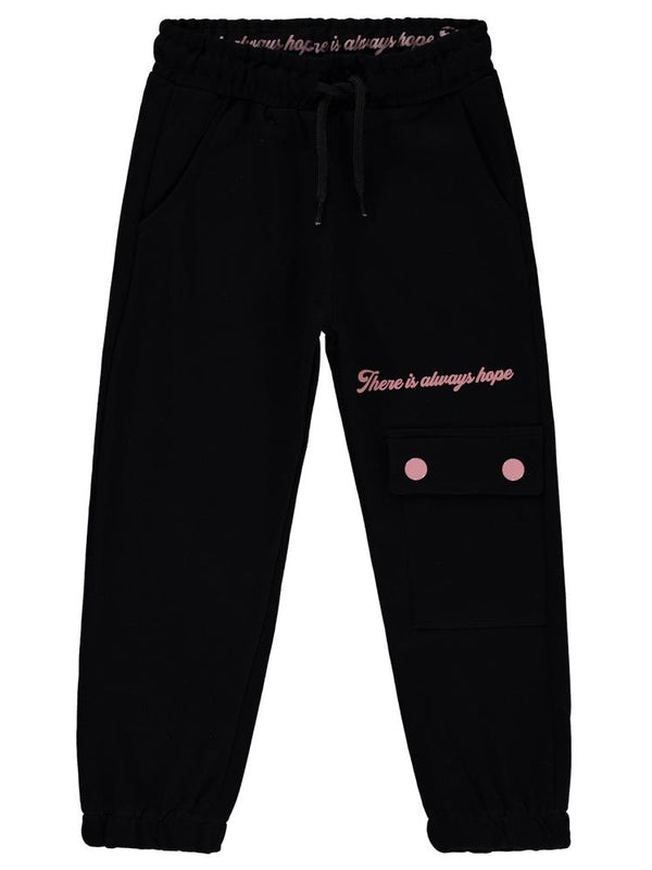 Civil Girls Çıt çıt Cepli 2-5 Yaş Eşofman Altı - Siyah