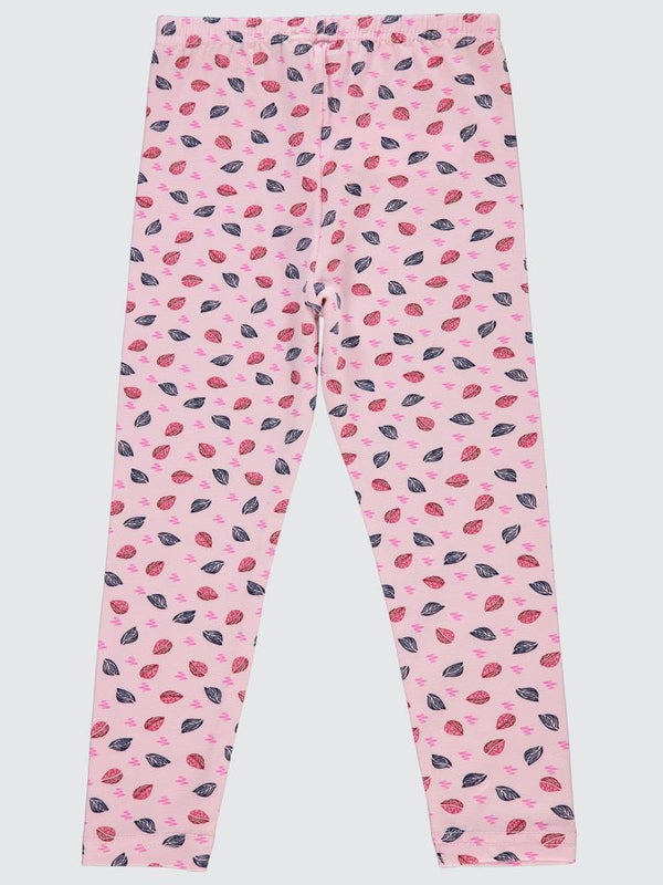 Civil Girls Yaprak Desen 6-9 Yaş Tayt - Pembe