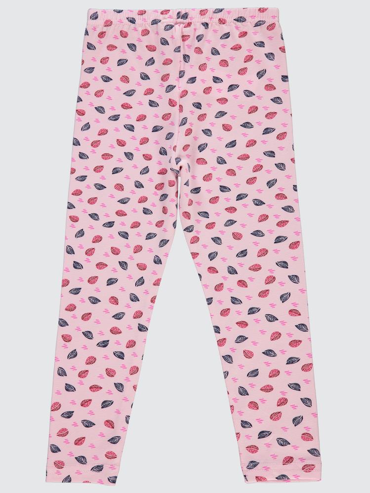 Civil Girls Yaprak Desen 6-9 Yaş Tayt - Pembe