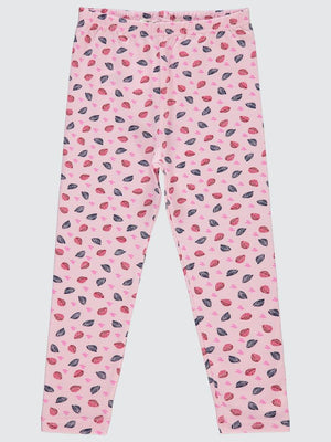 Civil Girls Yaprak Desen 6-9 Yaş Tayt - Pembe