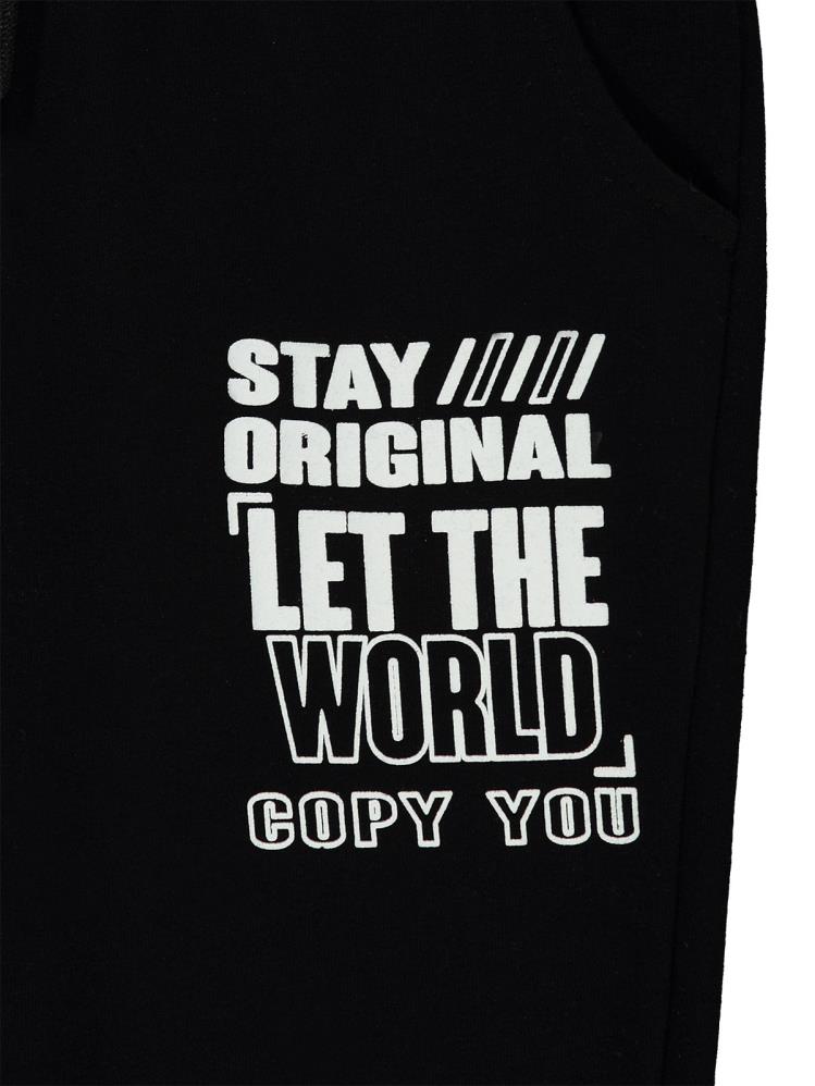 Civil Boys Let The World Baskılı 6-9 Yaş Eşofman Altı - Siyah