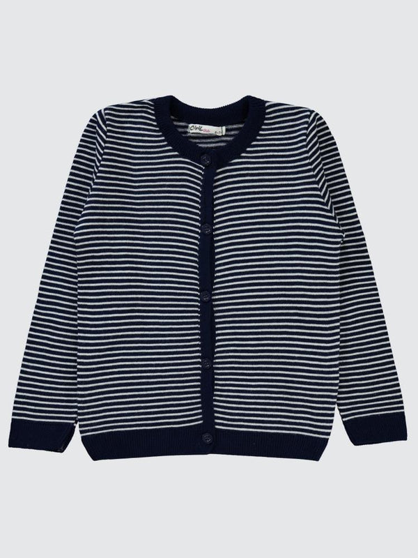 Civil Girls Çizgili 10-13 Yaş Hırka - Lacivert
