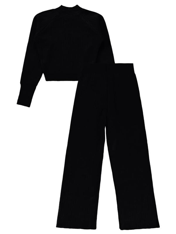 Civil Girls Crop 10-13 Yaş Takım - Siyah