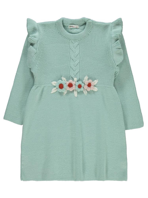 Civil Girls Kol Fırfırlı 6-9 Yaş Elbise - Yeşil