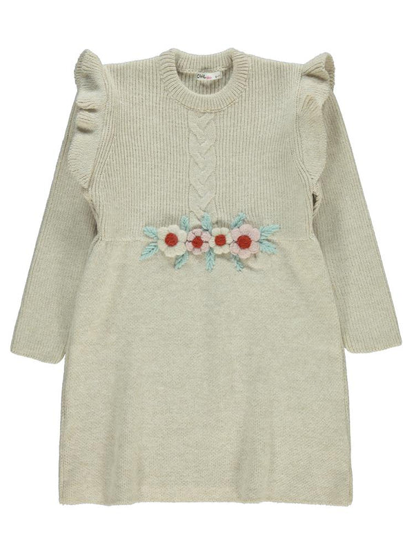 Civil Girls Kol Fırfırlı 6-9 Yaş Elbise - Bej