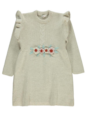 Civil Girls Kol Fırfırlı 6-9 Yaş Elbise - Bej