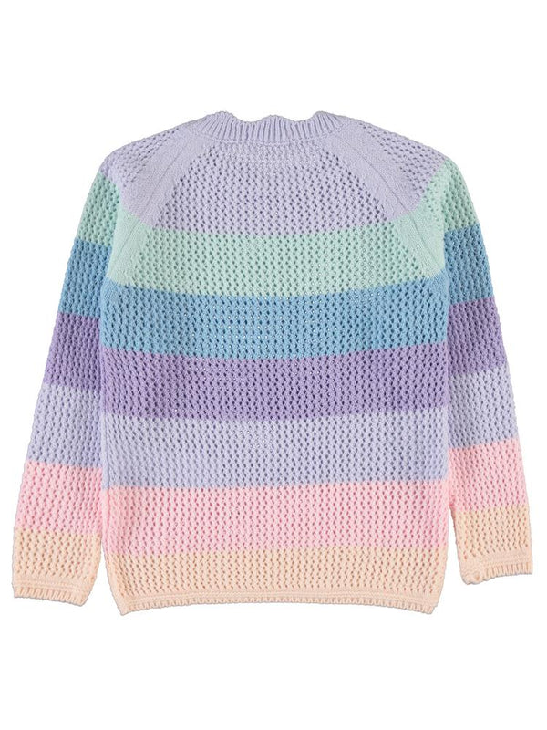 Civil Girls Renkli Çizgili 6-9 Yaş Kazak - Lila