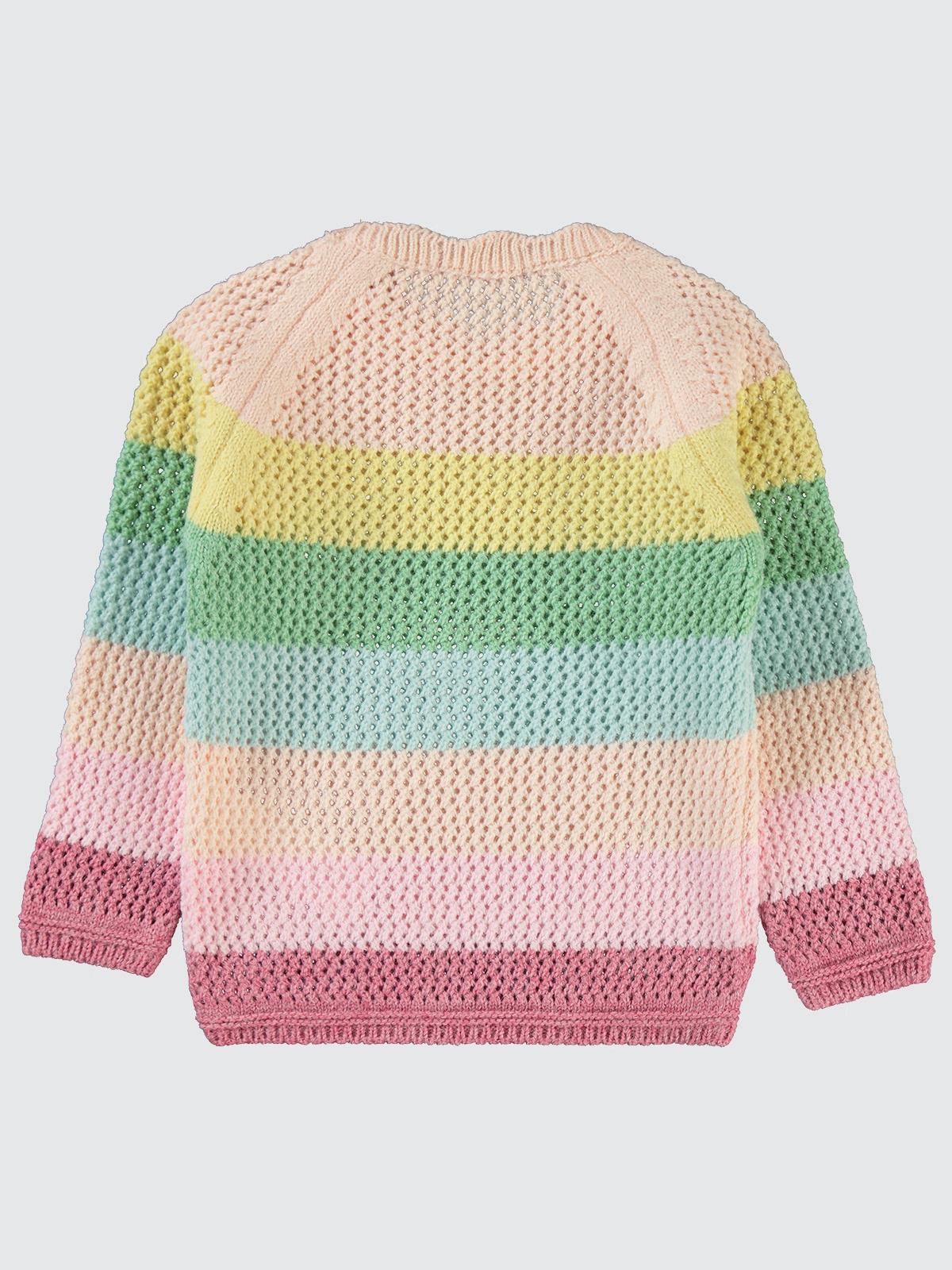 Civil Girls Renkli Çizgili 2-5 Yaş Kazak - Pudra