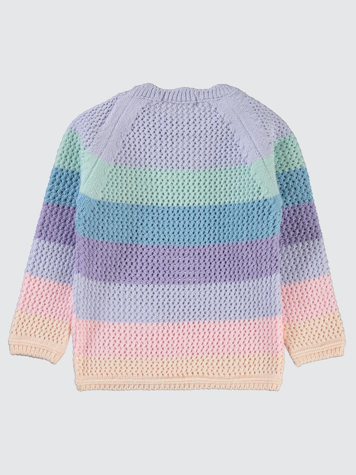 Civil Girls Renkli Çizgili 2-5 Yaş Kazak - Lila