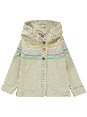 Civil Girls Renkli Çizgili 2-5 Yaş Hırka - Bej