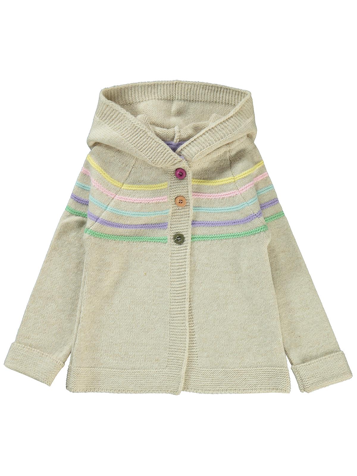 Civil Girls Renkli Çizgili 2-5 Yaş Hırka - Bej