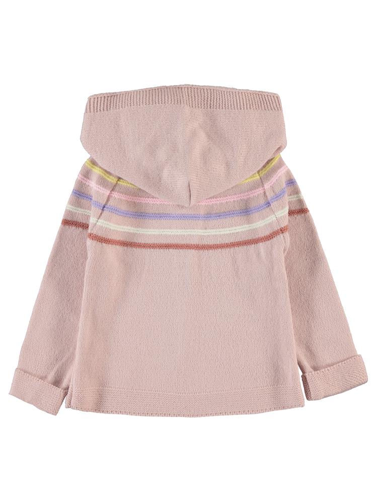 Civil Girls Renkli Çizgili 2-5 Yaş Hırka - Pudra