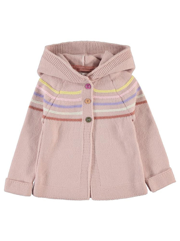 Civil Girls Renkli Çizgili 2-5 Yaş Hırka - Pudra