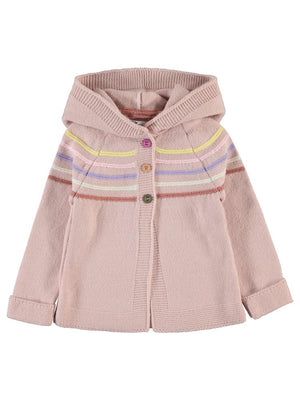 Civil Girls Renkli Çizgili 2-5 Yaş Hırka - Pudra