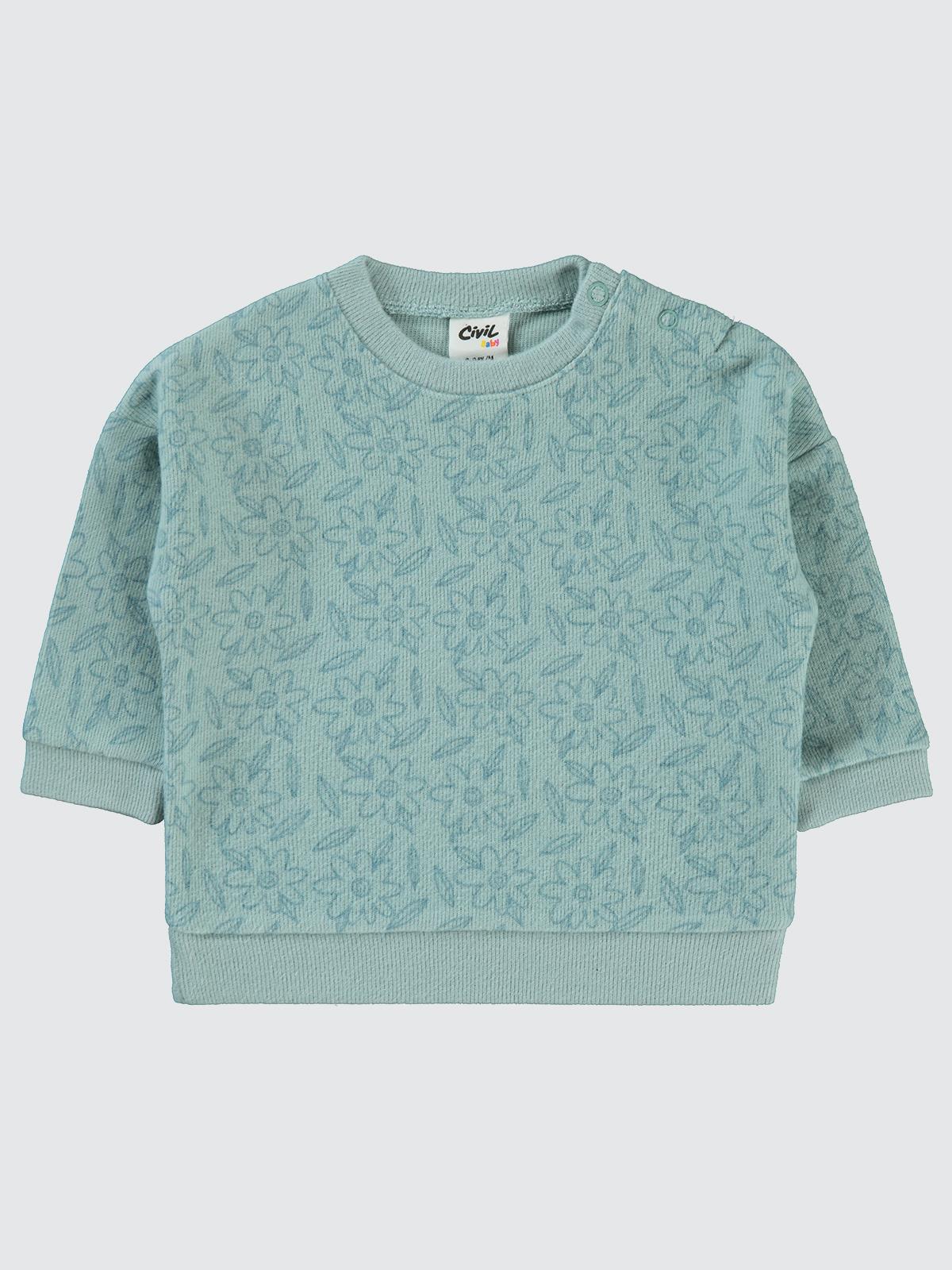 Civil Baby Çiçek Baskılı 6-18 Ay Sweatshirt - Yeşil