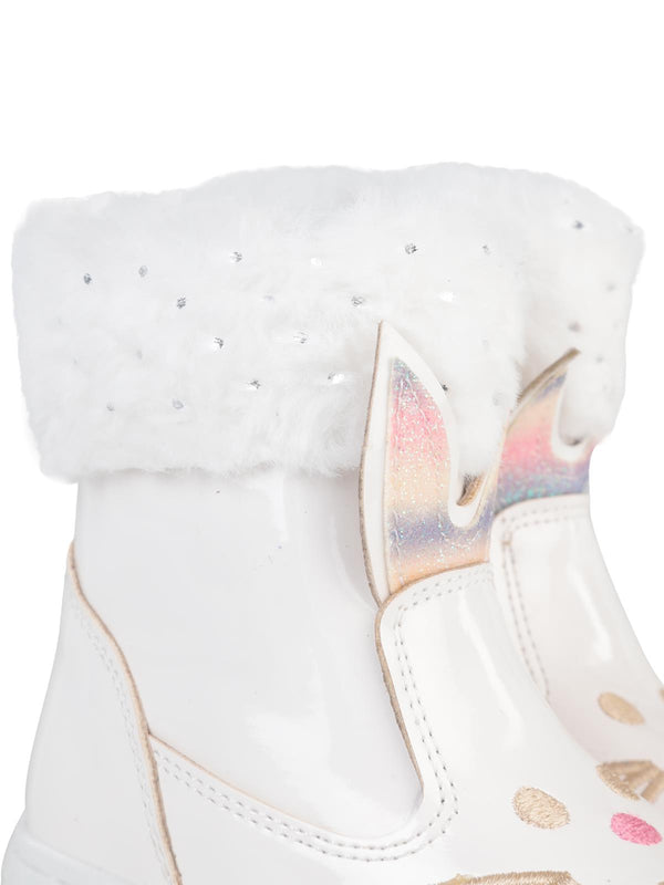 Civil Boots Kedi Nakışlı Rugan 21-25 Numara Bot ve Çizme - Beyaz