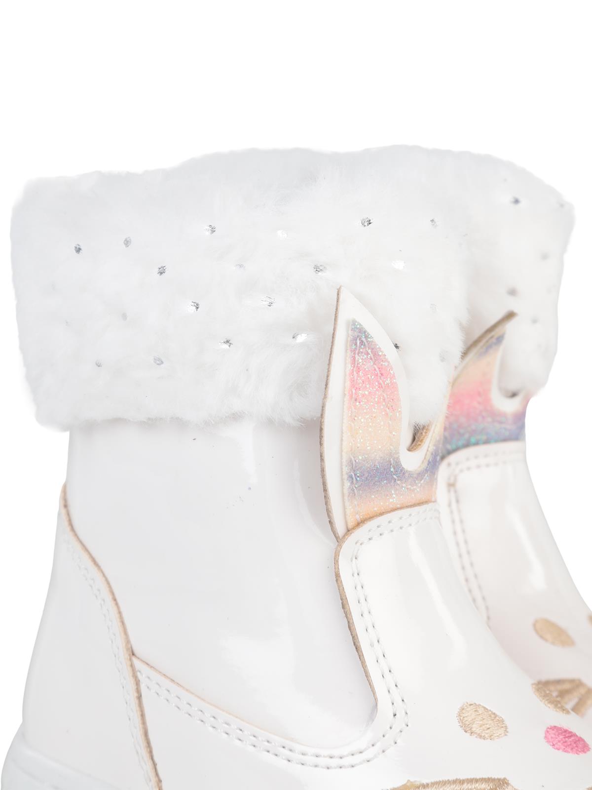 Civil Boots Kedi Nakışlı Rugan 21-25 Numara Bot ve Çizme - Beyaz