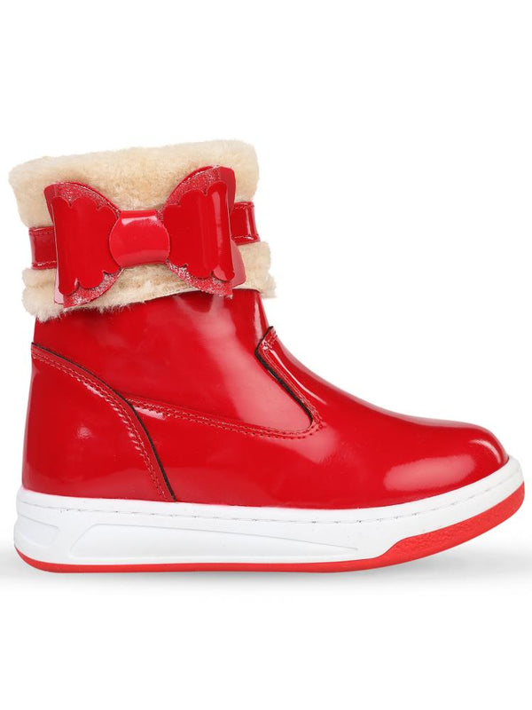 Civil Boots Kürklü Rugan 26-30 Numara Bot ve Çizme - Kırmızı