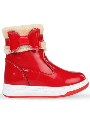 Civil Boots Kürklü Rugan 26-30 Numara Bot ve Çizme - Kırmızı