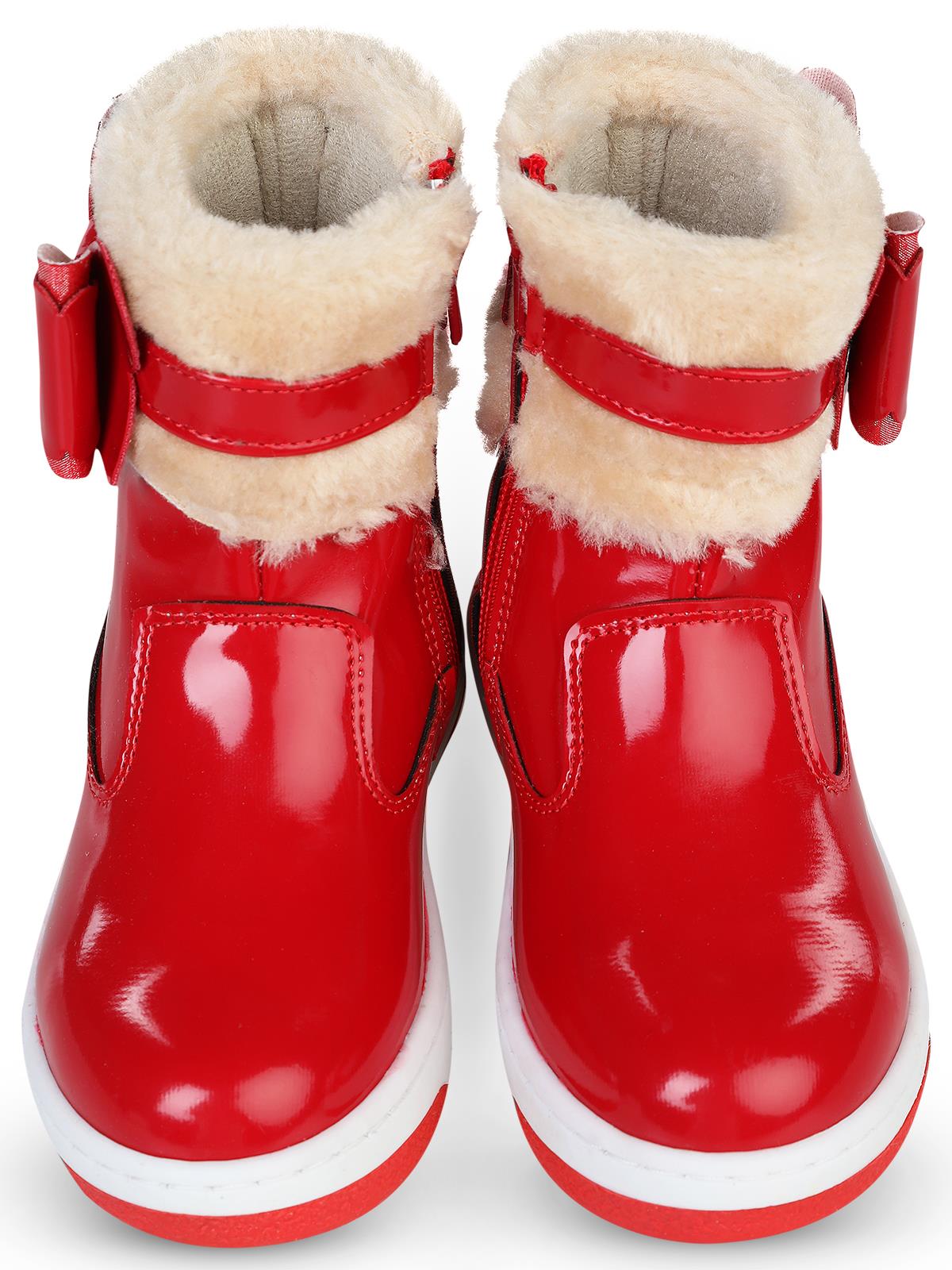 Civil Boots Kürklü Rugan 26-30 Numara Bot ve Çizme - Kırmızı