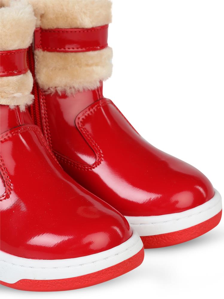 Civil Boots Kürklü Rugan 26-30 Numara Bot ve Çizme - Kırmızı