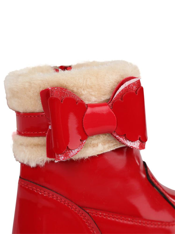 Civil Boots Kürklü Rugan 26-30 Numara Bot ve Çizme - Kırmızı