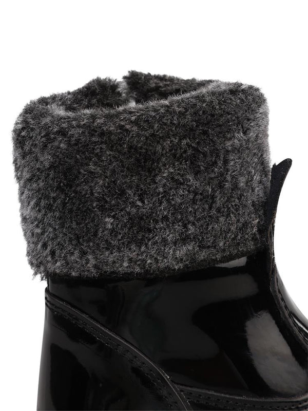 Civil Boots Kedi Nakışlı Rugan 21-25 Numara Bot ve Çizme - Siyah