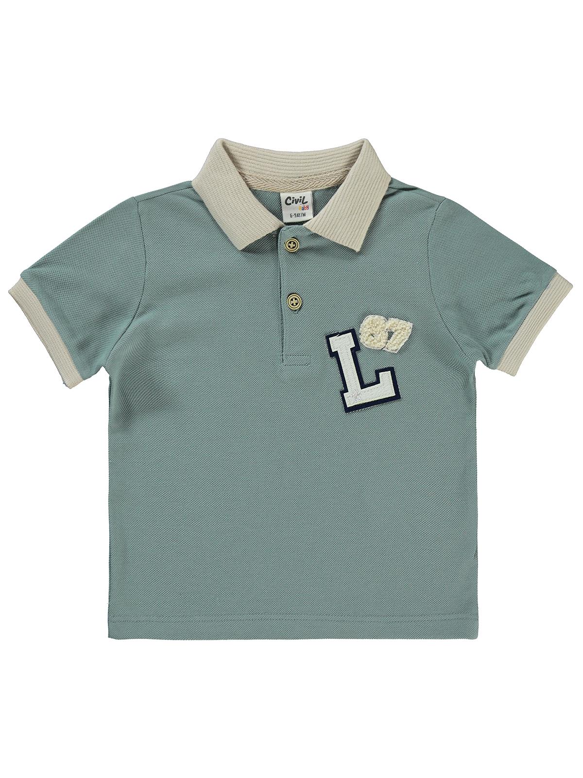 Civil Baby Harf Nakışlı 6-18 Ay Tişört - Mavi