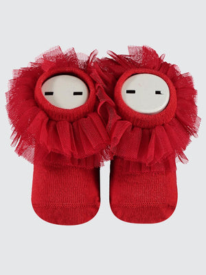 Civil Baby Tüllü Çorap 0-24 Ay Bebek Kız Soket Çorap - Kırmızı