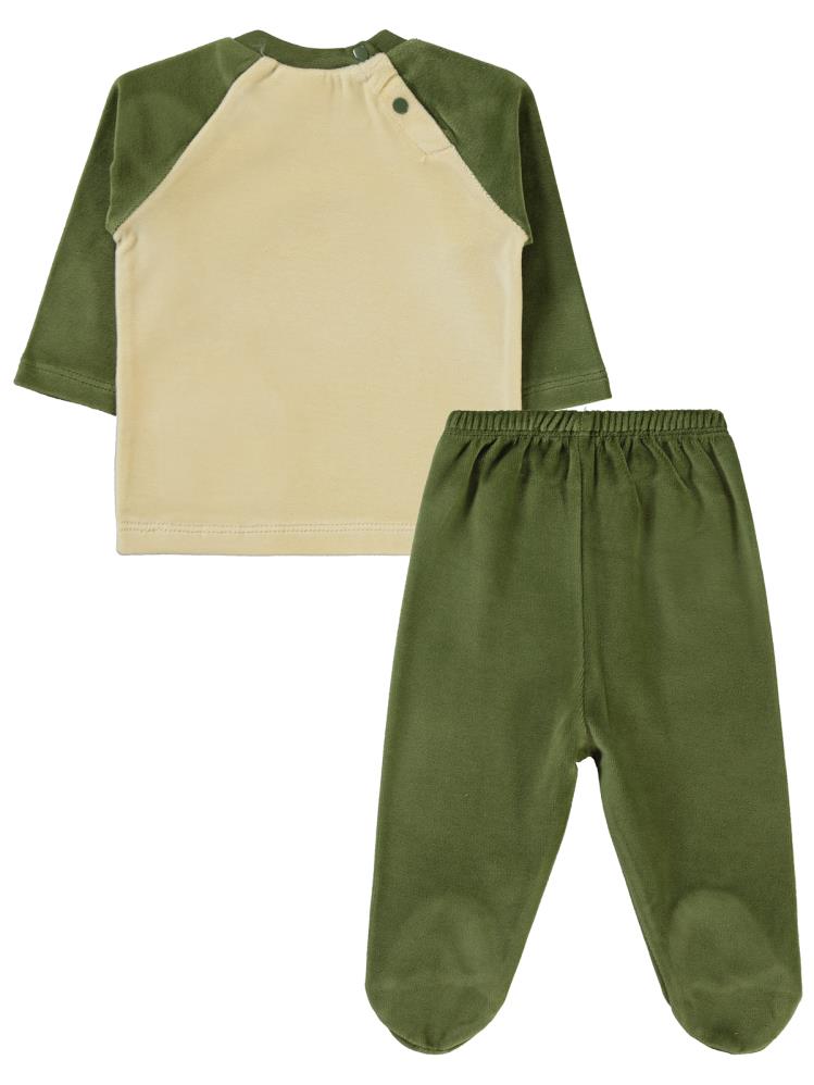 Civil Baby Kulaklı Ayıcık Baskılı 1-6 Ay Pijama Takımı - Haki