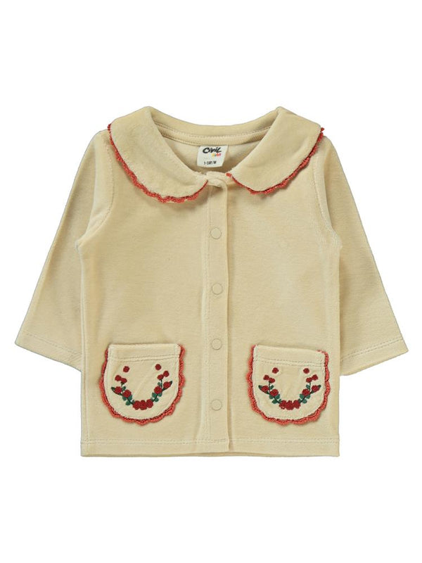 Civil Baby Yaka Ve Cep Nakışlı 1-6 Ay Pijama Takımı - Kahverengi