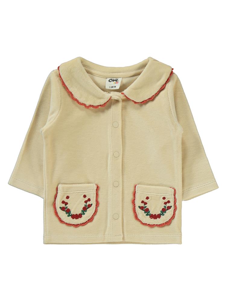 Civil Baby Yaka Ve Cep Nakışlı 1-6 Ay Pijama Takımı - Kahverengi