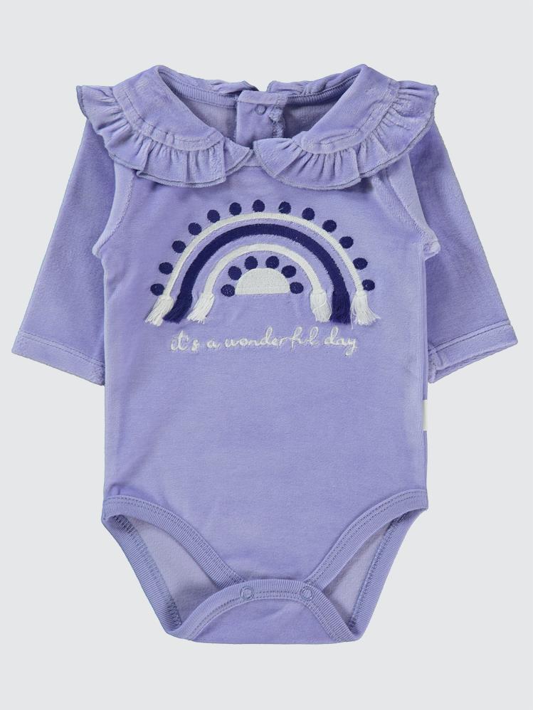 Civil Baby Gök Kuşağı Nakışlı Yakalı 1-18 Ay Çıtçıtlı Badi - Lila