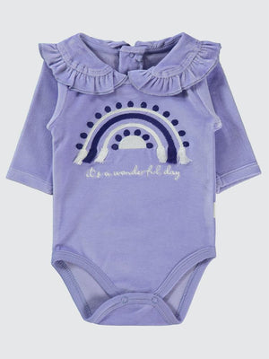 Civil Baby Gök Kuşağı Nakışlı Yakalı 1-18 Ay Çıtçıtlı Badi - Lila