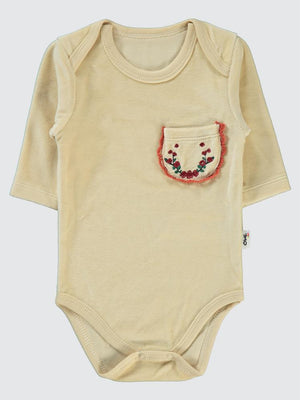 Civil Baby Cep Nakışlı 1-18 Ay Çıtçıtlı Badi - Kahverengi