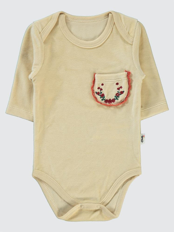 Civil Baby Cep Nakışlı 1-18 Ay Çıtçıtlı Badi - Kahverengi