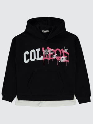 Civil Girls College Baskılı 10-13 Yaş Sweatshirt - Siyah