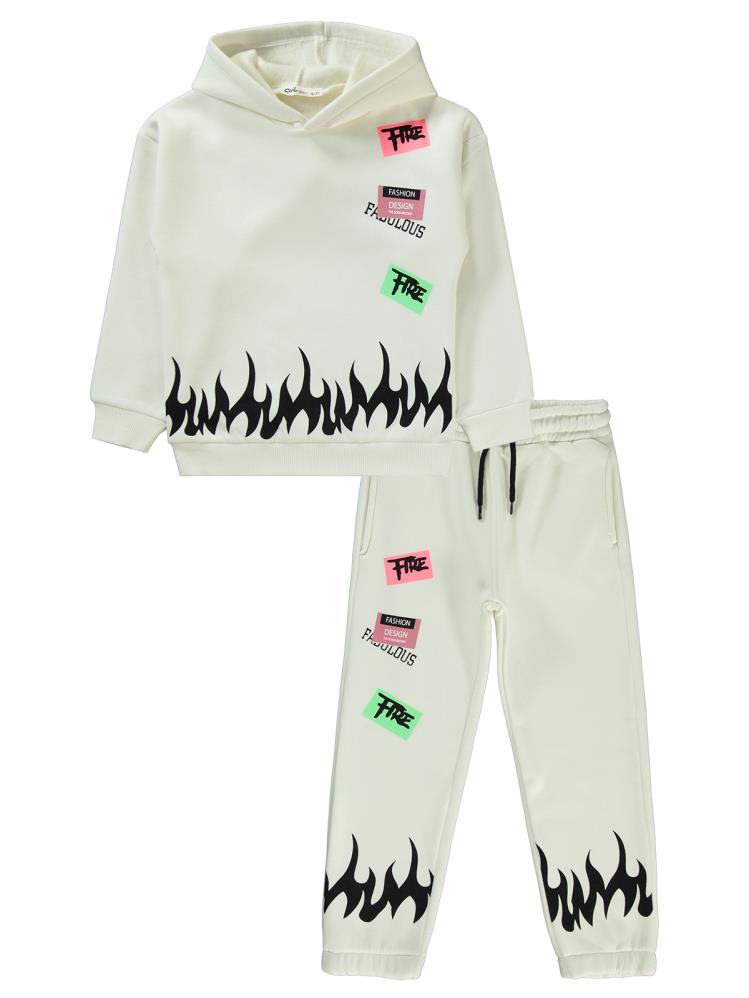 Civil Girls Alev Baskılı 6-9 Yaş Eşofman Takımı - Ekru