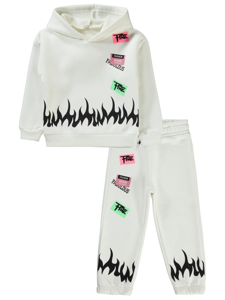 Civil Girls Alev Baskılı 2-5 Yaş Eşofman Takımı - Ekru