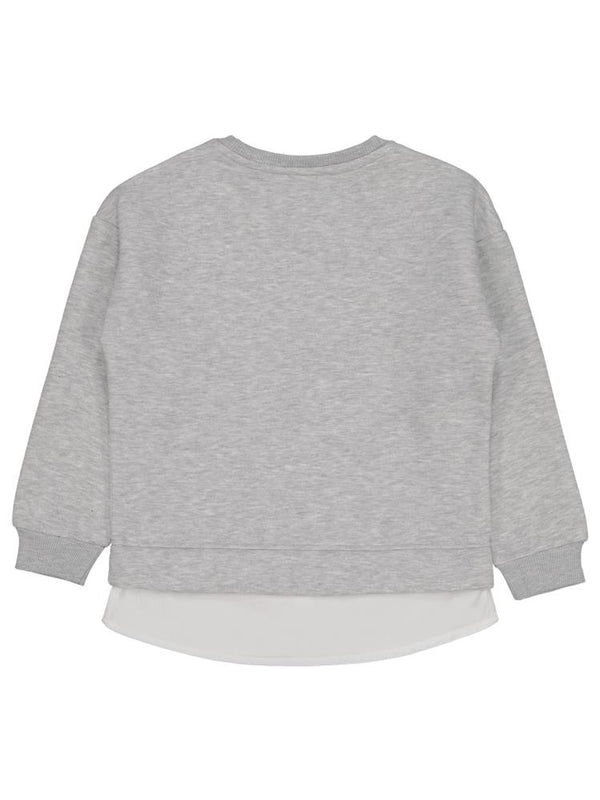 8968 Civil Girls Love You Forever Baskılı 6-9 Yaş Sweatshirt - Gri